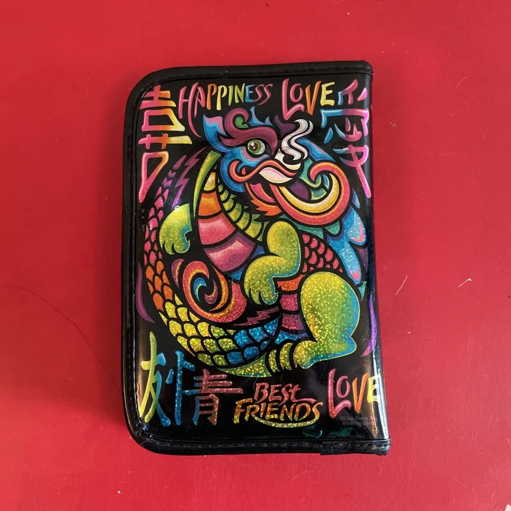 LISA FRANK DRAGON HAPPINESS LOVE Planner Organizer Zippered BEST FRIENDS Vintage